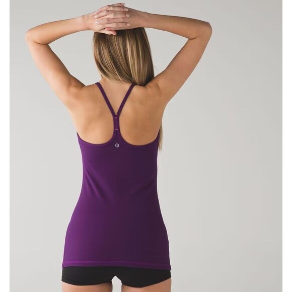 Lululemon Power Y Tank Size 2 Wee Stripe Tender Violet Black Racerback Yoga - Picture 1 of 8